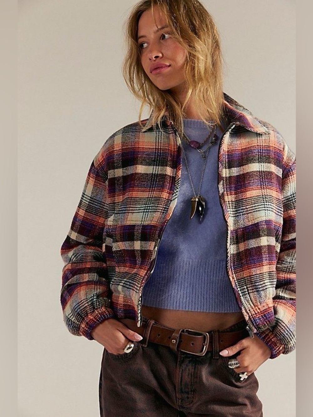 We The Free Birdie Flannel Track Jacket.